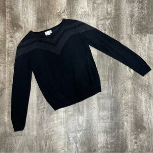 Ichi Black Metallic Weave Long Sleeve Sweater